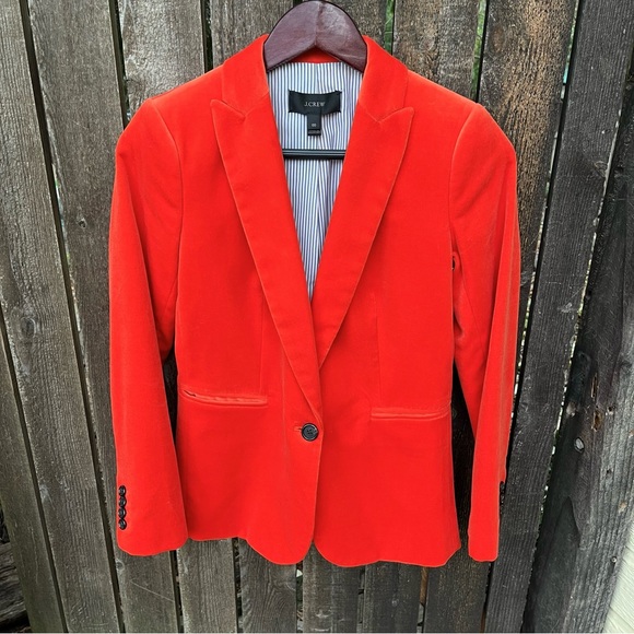 J. Crew Parke Velour One Button Orange Blazer G9101 Sz 00 - Picture 7 of 16